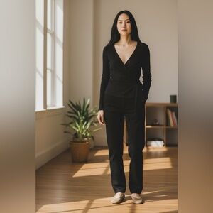 Abercrombie & Fitch Black Wrap Front Long Sleeve Tunic Top Size M